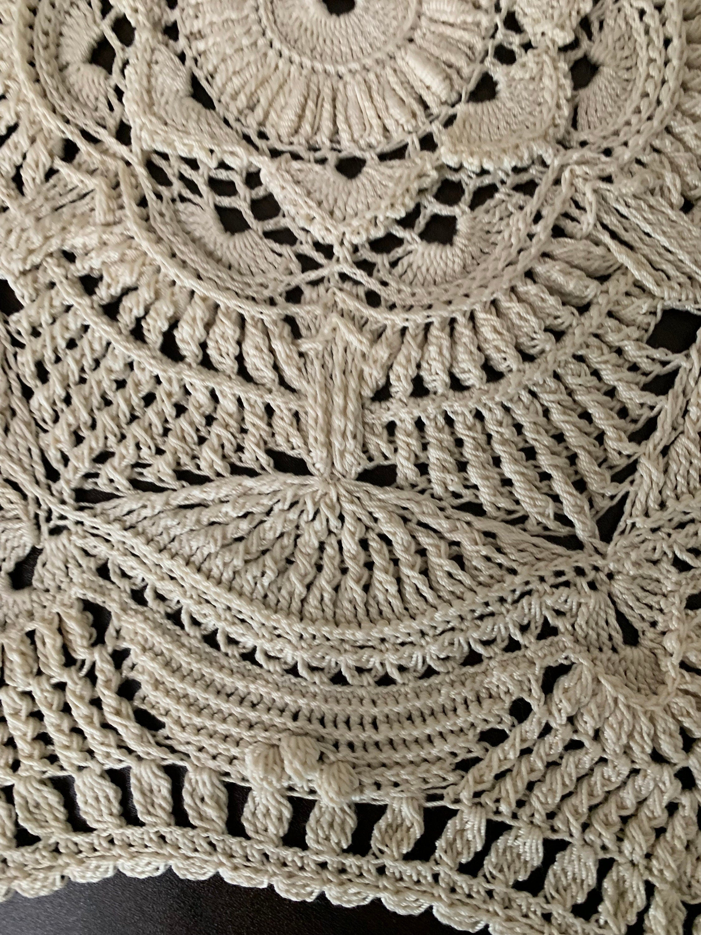 18” Textured Doily Off-White(Ecru)One-of-a-kind Crochet Doily-Heirloom Doily