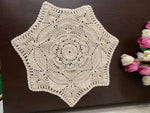 Load image into Gallery viewer, 18” Textured Doily Off-White(Ecru)One-of-a-kind Crochet Doily-Heirloom Doily
