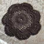Load image into Gallery viewer, 8" Round Textured Charcoal Gray Crochet Doily
