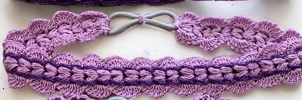 Crochet Headband with Elastic- Purple/Lavender Hairband