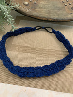 Load image into Gallery viewer, Crochet Headband with Elastic- Navy Blue Hairband- Boho Headband
