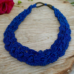 Load image into Gallery viewer, Crochet Headband with Elastic- Navy Blue Hairband- Boho Headband
