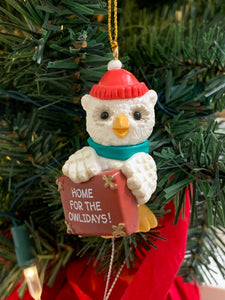 Vintage Hallmark Owl Ornament „ Home for the Owlidays“ 1990 Keepsake Ornament