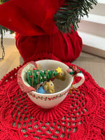 Load image into Gallery viewer, 1990 VTG Deck The Halls Enesco Mice decorating a Christmas tree in a Teacup Ornament Rare
