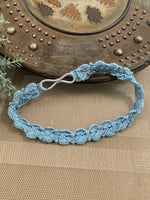 Load image into Gallery viewer, Crochet Headband with Elastic- Light Blue Hairband- Boho Headband
