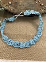 Load image into Gallery viewer, Crochet Headband with Elastic- Light Blue Hairband- Boho Headband
