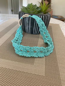 Crochet Headband with Elastic- Aqua Blue Hairband