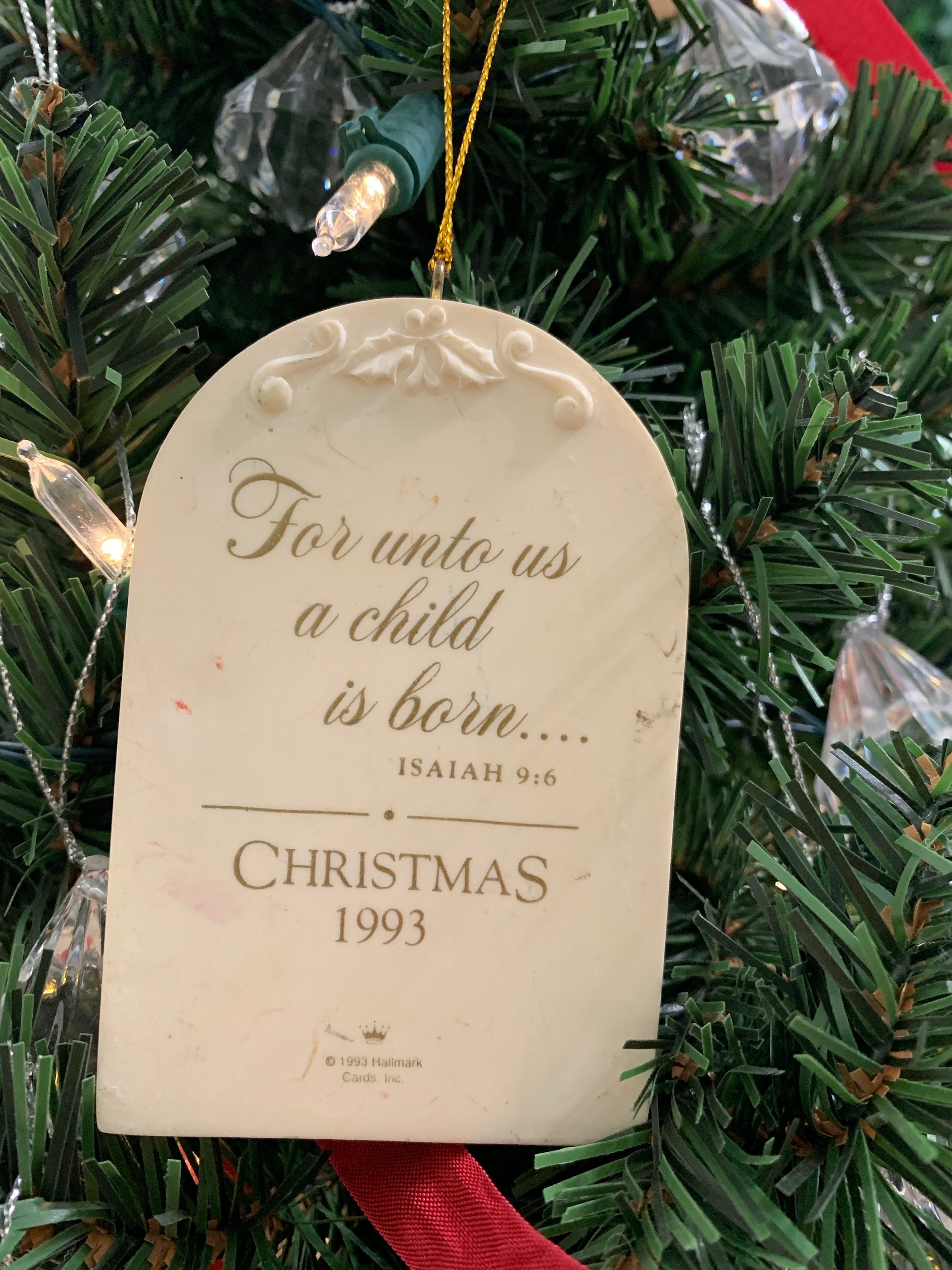 1993 Hallmark “For Unto Us A Child Is Born” Nativity Christmas Keepsake Ornament