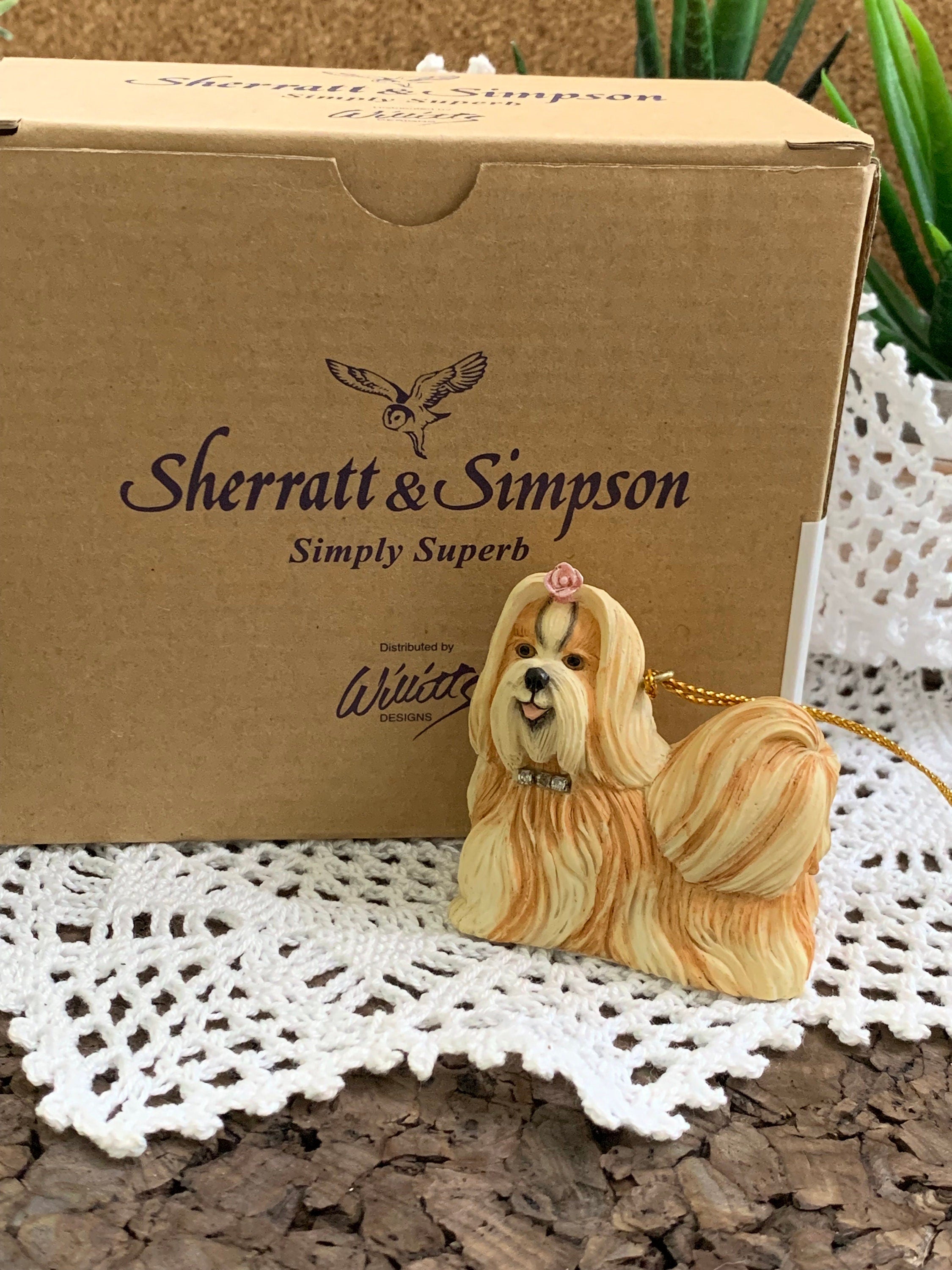 2005 Sherrard & Simpson Chic Shih Tzu Resin Ornament in Original Box