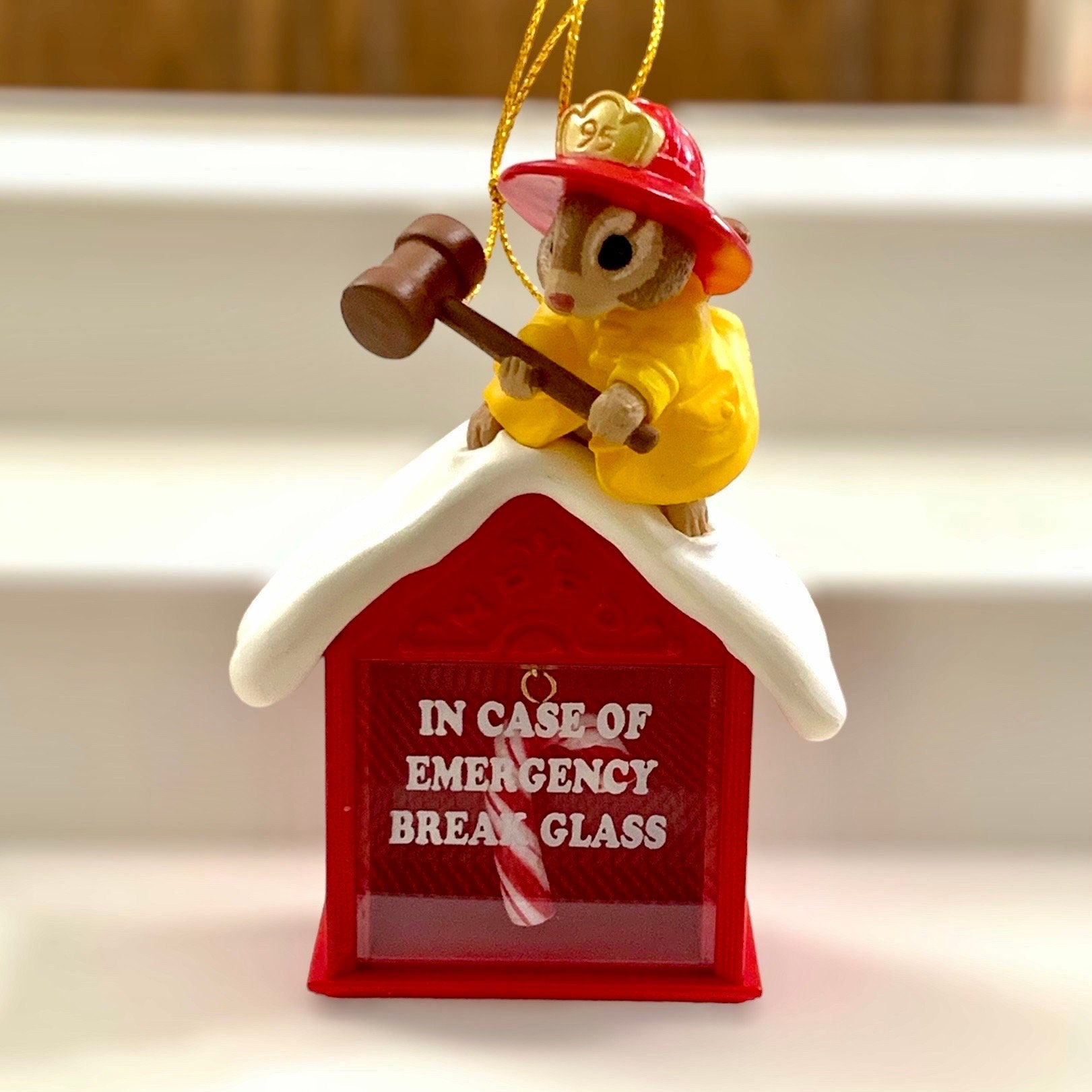 1995 Vintage Hallmark Keepsake Ornament-Northpole Chipmonk Firefighter Ornament