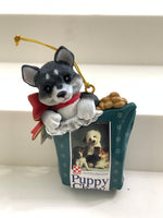 Load image into Gallery viewer, 1995 Purina Puppy Chow Ornament by Enesco- Puppy in Dogfood Bag Ornament
