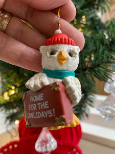 Vintage Hallmark Owl Ornament „ Home for the Owlidays“ 1990 Keepsake Ornament