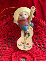 Load image into Gallery viewer, Vintage Hallmark “Feliz Navidad” Mouse with Sombrero And Guitar Keepsake Ornament
