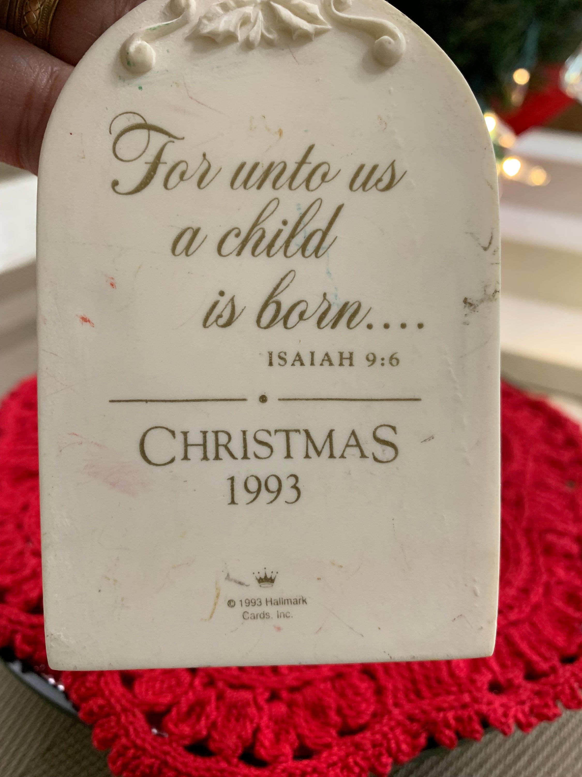 1993 Hallmark “For Unto Us A Child Is Born” Nativity Christmas Keepsake Ornament