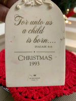 Load image into Gallery viewer, 1993 Hallmark “For Unto Us A Child Is Born” Nativity Christmas Keepsake Ornament
