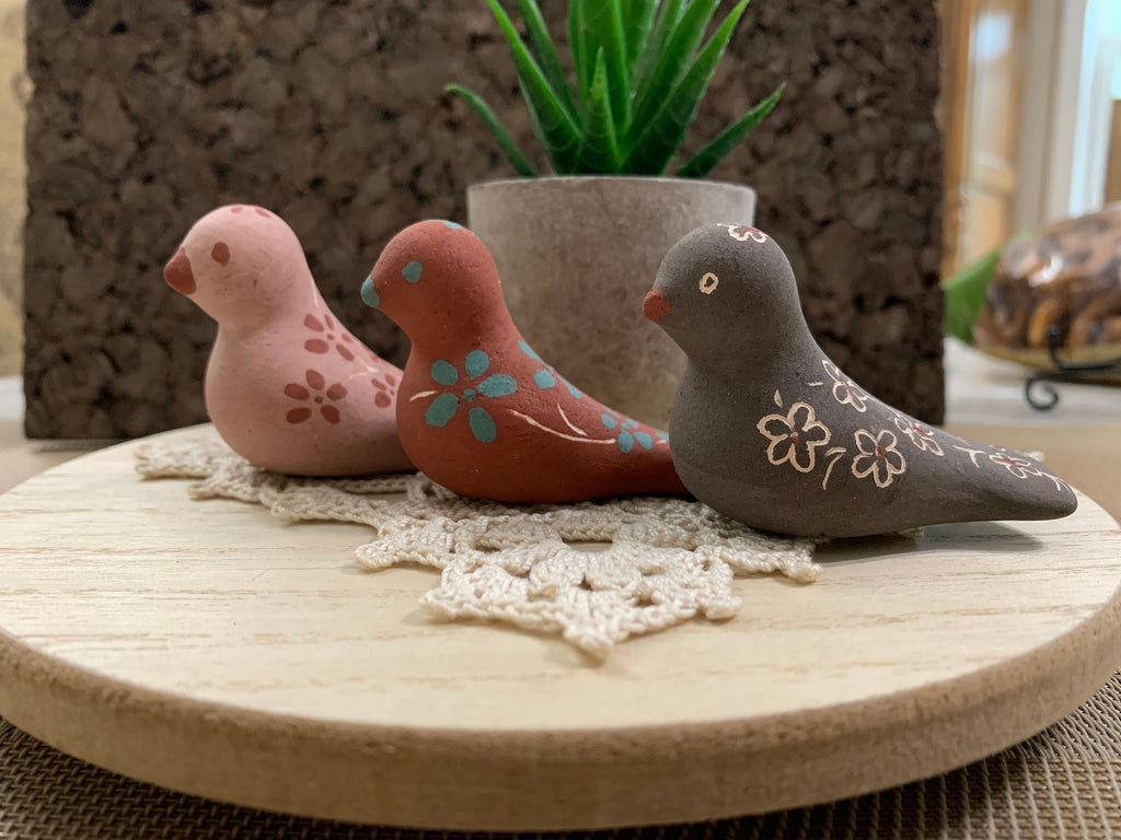 Set of 3 Chilean Terracotta Bird Figurines Signed by Tafi