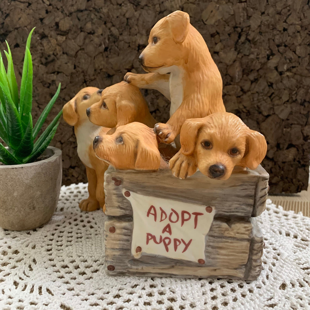 Golden Retriever Puppies-Franklin Mint Limited Edition ASPCA Adopt A Puppy Porcelain Dog Figurine