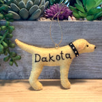 Load image into Gallery viewer, Personalized Yellow Lab Ornament with a crochet collar
