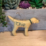 Load image into Gallery viewer, Personalized Yellow Lab Ornament with a crochet collar
