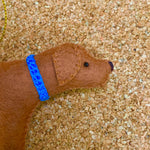 Load image into Gallery viewer, Personalized Red Fox Lab Ornament with a crochet collar
