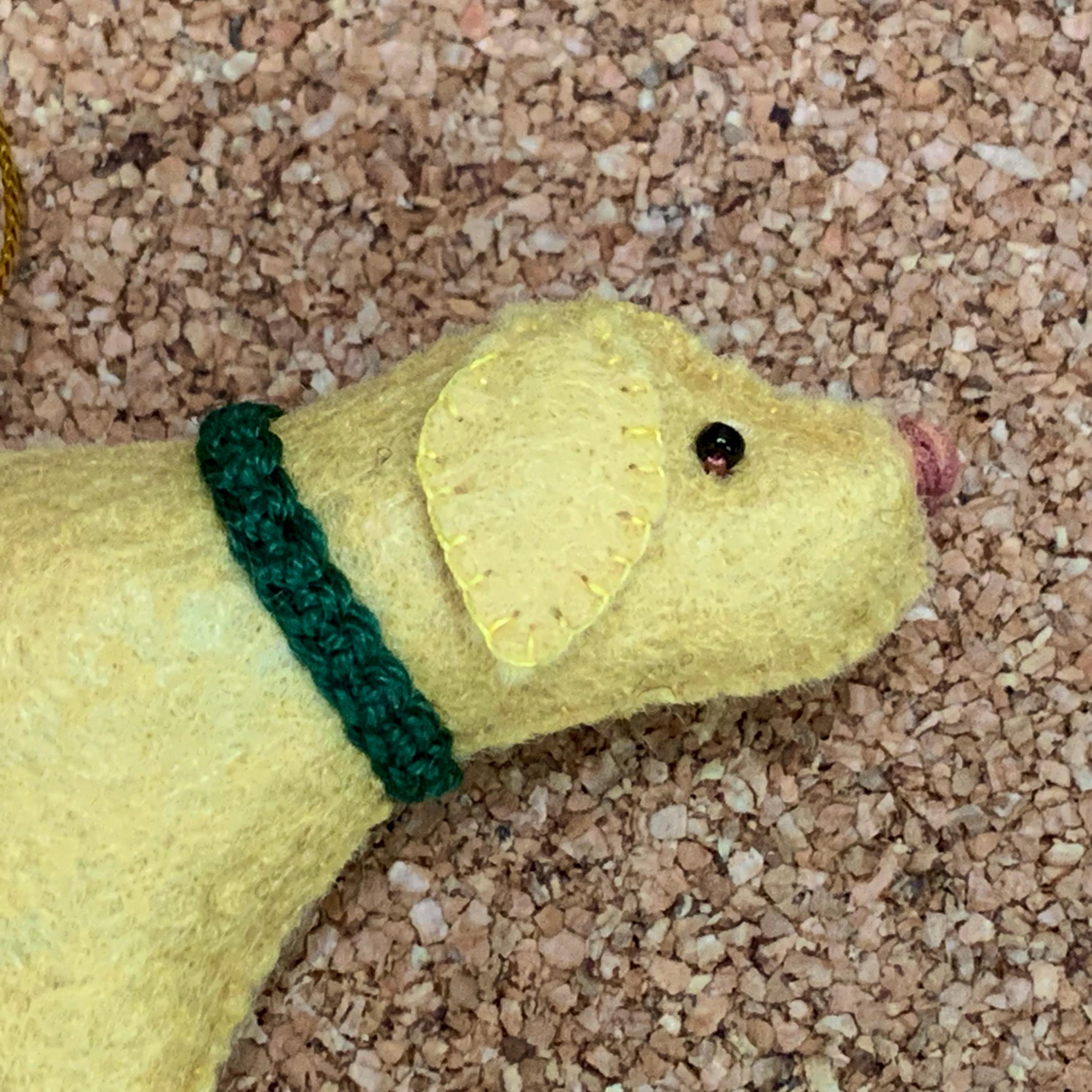 Personalized Yellow Lab Ornament with a crochet collar