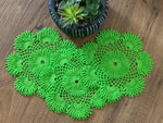 Load image into Gallery viewer, Set of two 6 1/2” Neon Green Round Crochet Doilies-Dimensional Doily- More Colors available
