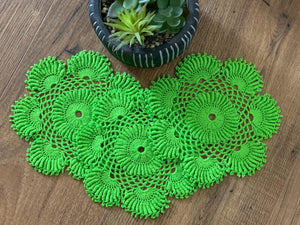 Set of two 6 1/2” Neon Green Round Crochet Doilies-Dimensional Doily- More Colors available