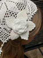 Load image into Gallery viewer, Crochet Wedding Veil- Two Tiers connected with Freshwater Pearls
