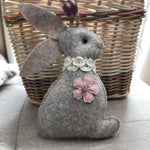 Load image into Gallery viewer, Felt Easter Bunny Ornament-Light Grey Easter Bunny/Hand Stitched

