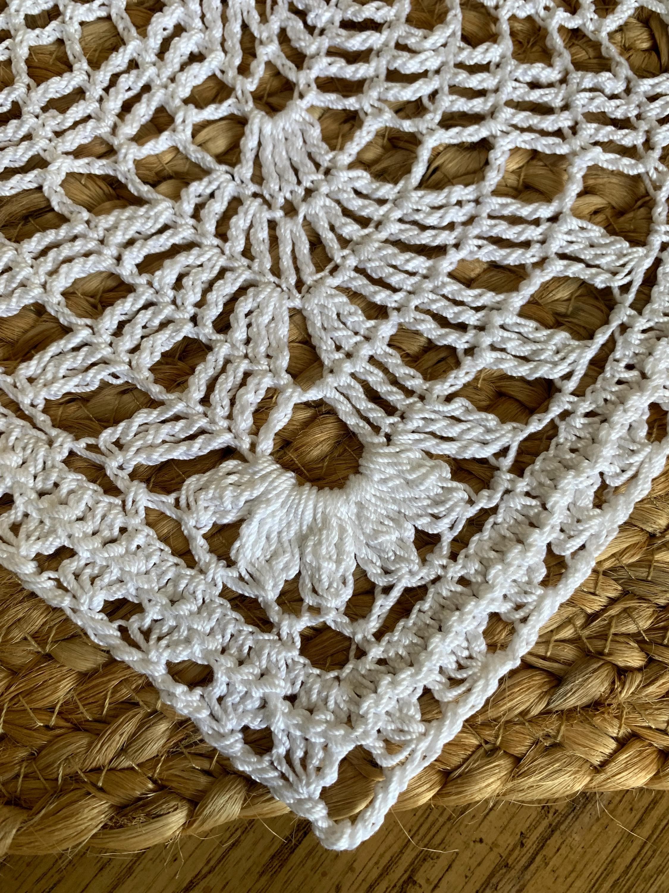 Handmade White Cotton Crochet Doily – 10” Square Lace Table Accent