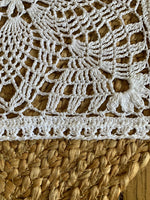 Load image into Gallery viewer, Handmade White Cotton Crochet Doily – 10” Square Lace Table Accent

