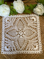 Load image into Gallery viewer, Handmade White Cotton Crochet Doily – 10” Square Lace Table Accent
