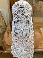 Load image into Gallery viewer, Handmade Crochet Wedding Veil – Available in Cream, Ecru, Antique White &amp; White with Freshwater Pearl Accents
