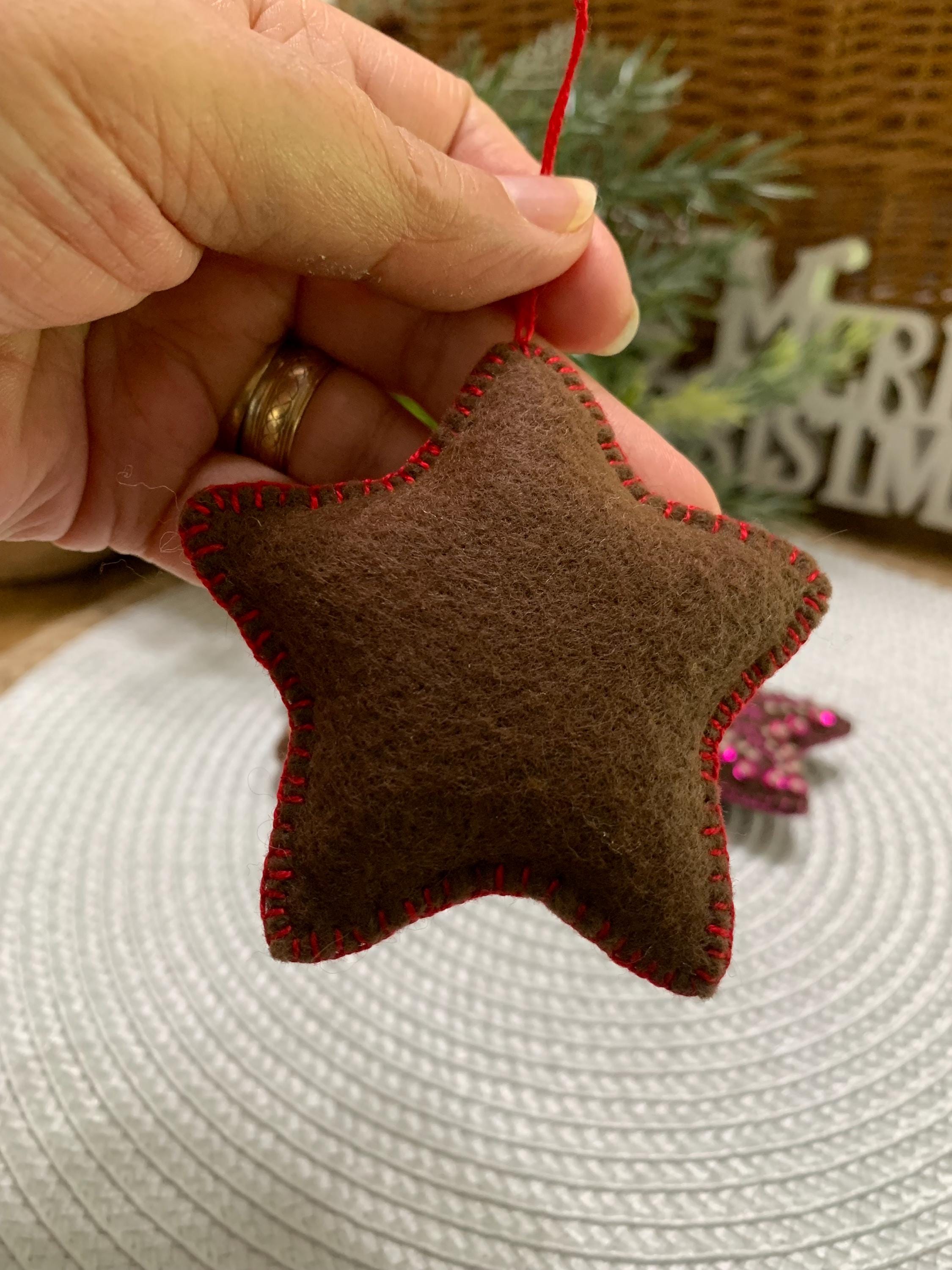Star Ornament-Felt Ornament-Embroidered Star Ornament -Ornament Exchange Gift