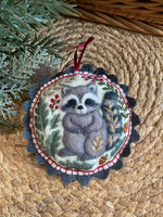 Load image into Gallery viewer, Felt Raccoon Ornament – Embroidered and Needle Felted Woodland Animal
