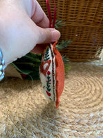 Load image into Gallery viewer, Embroidered Felt Fox Ornament - Woodland Christmas Decoration - Hand Stitched Cozy Fox - Rustic Animal Holiday Decor
