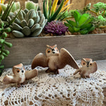 Load image into Gallery viewer, Vintage Miniature Owl Figurines – Set of 3 – Attributed to Hagen-Renaker California – Ceramic Birds with Outstretched Wings
