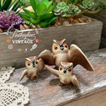 Load image into Gallery viewer, Vintage Miniature Owl Figurines – Set of 3 – Attributed to Hagen-Renaker California – Ceramic Birds with Outstretched Wings
