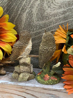 Load image into Gallery viewer, Vintage Owl Figurines Pair – 1996 Prestige Designs &amp; Munro – Short Eared Owl Wildlife Resin Sculptures – Realistic Fall Decor
