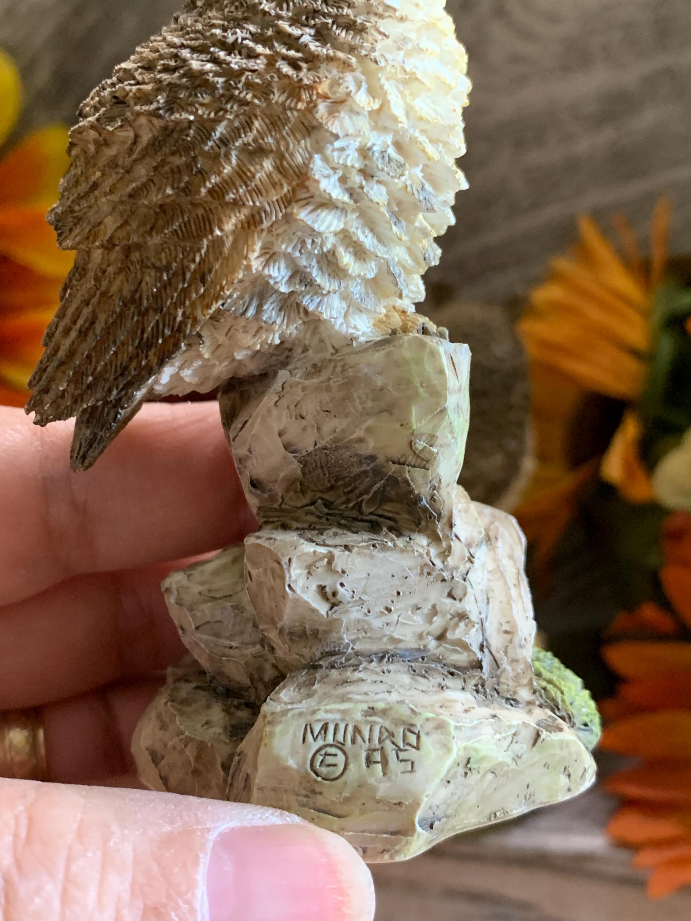 Vintage Owl Figurines Pair – 1996 Prestige Designs & Munro – Short Eared Owl Wildlife Resin Sculptures – Realistic Fall Decor