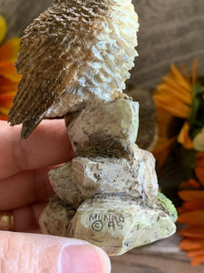 Vintage Owl Figurines Pair – 1996 Prestige Designs & Munro – Short Eared Owl Wildlife Resin Sculptures – Realistic Fall Decor