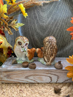 Load image into Gallery viewer, Vintage Beswick Beatrix Potter Figurines – Old Mr. Brown Owls with Squirrel – England 1963 – Storybook Animal Pair
