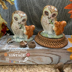 Load image into Gallery viewer, Vintage Beswick Beatrix Potter Figurines – Old Mr. Brown Owls with Squirrel – England 1963 – Storybook Animal Pair

