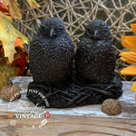 Load image into Gallery viewer, Vintage Fisher Owl Sculpture – Heavy Resin Twin Owls on Nest – Made in England – Rustic Wildlife Decor
