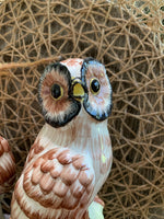 Load image into Gallery viewer, Vintage Italian Owl Figurines – Hand Painted Ceramic Pottery Pair – Marked Italy – 8 Inch Tall Owls
