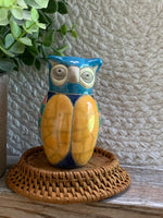 Load image into Gallery viewer, Colorful Tonala Style Ceramic Owl Figurine - Hand Painted Folk Art Owl
