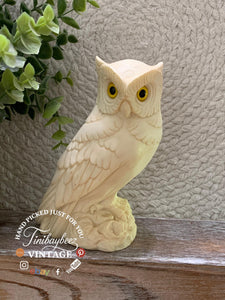 Vintage A. Giannelli Owl Figurine - Made in Italy Ivory Resin Sculpture