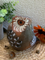Load image into Gallery viewer, Hand-Painted Terra Cotta Owl – Folk Art Sculpture – Rustic Owl Figurine
