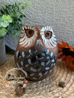 Load image into Gallery viewer, Hand-Painted Terra Cotta Owl – Folk Art Sculpture – Rustic Owl Figurine
