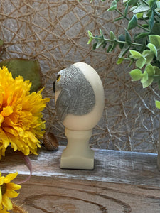 Mini Owl Figurine with Pedestal – Resin Egg Owl – Cute Woodland Shelf Decor
